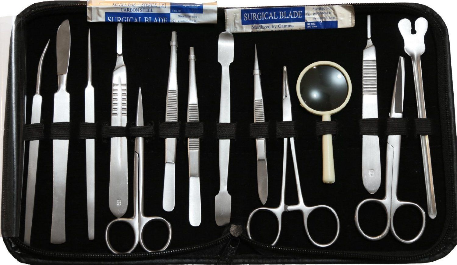 EASY TO CLEAN stainless steel instruments, INCLUDED SCALPEL BLADES so that you can get started immediately, QUALITY INSTRUMENTS help you complete your assignments quickly and efficiently •IDEAL FOR STUDENTS.