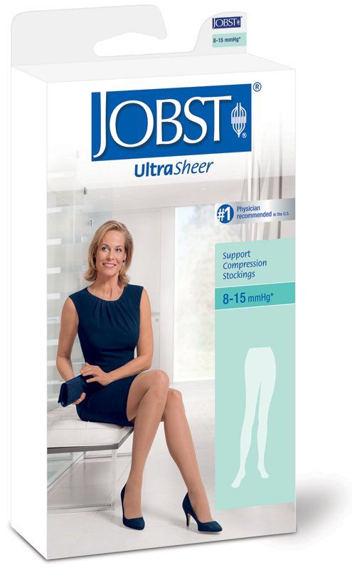 For swelling of ankles, varicose veins and aching legs, 8-15 Ultrasheer Pantyhose.