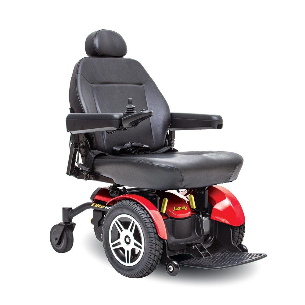 Jazzy Elite HD, two-motor, front-wheel drive for excellent maneuverability.