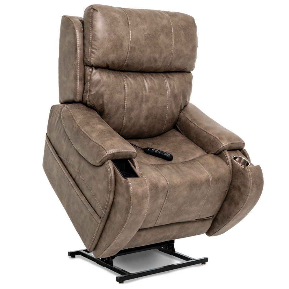 The remote features soft-touch buttons to adjust the chair into an infinite number of positions. The Atlas comes standard with legrest extension and a USB charging port.