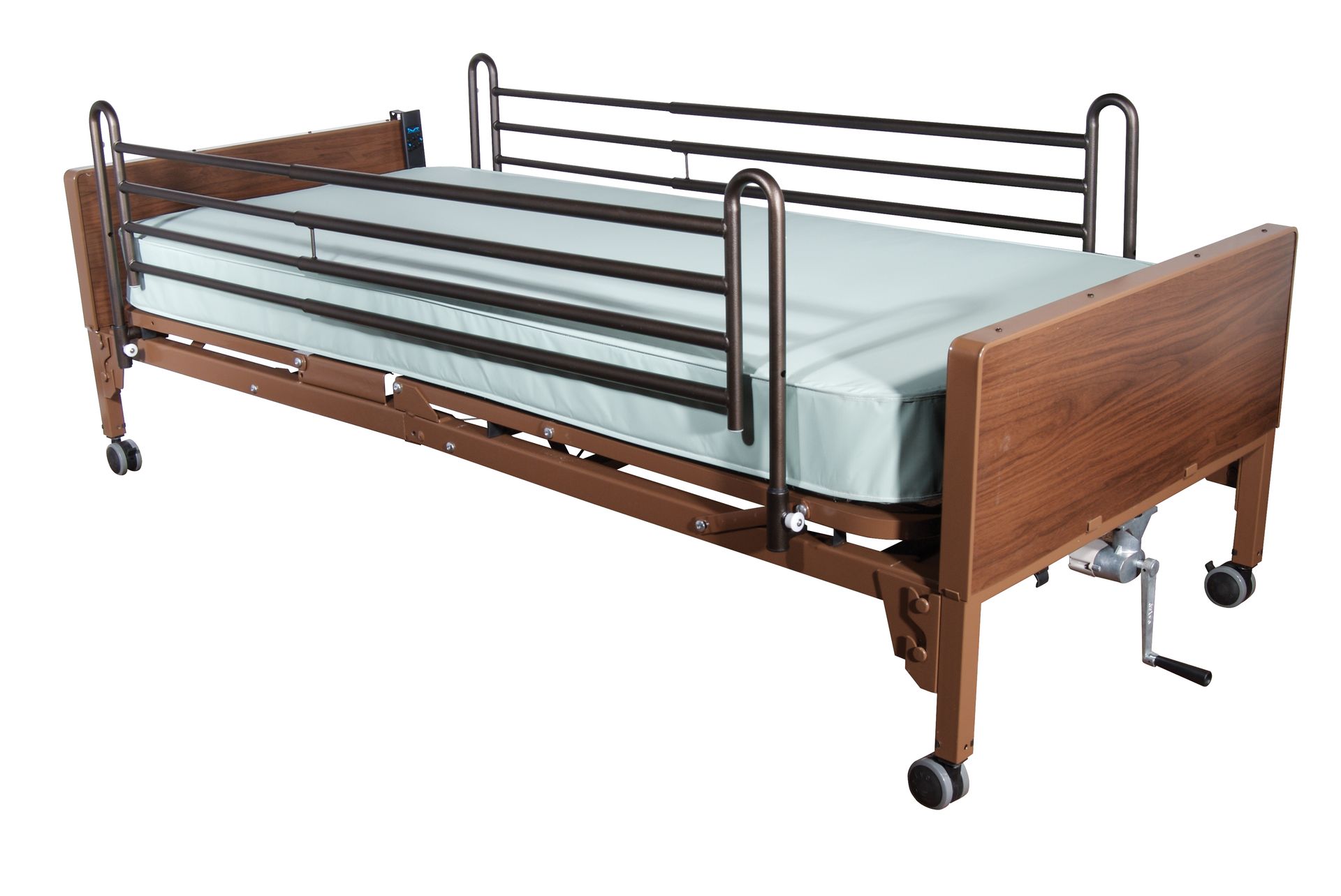 Basic Semi-Electric Bed is a lightweight bed known for its value and quality. It uses a traditional hand crank for height adjustments