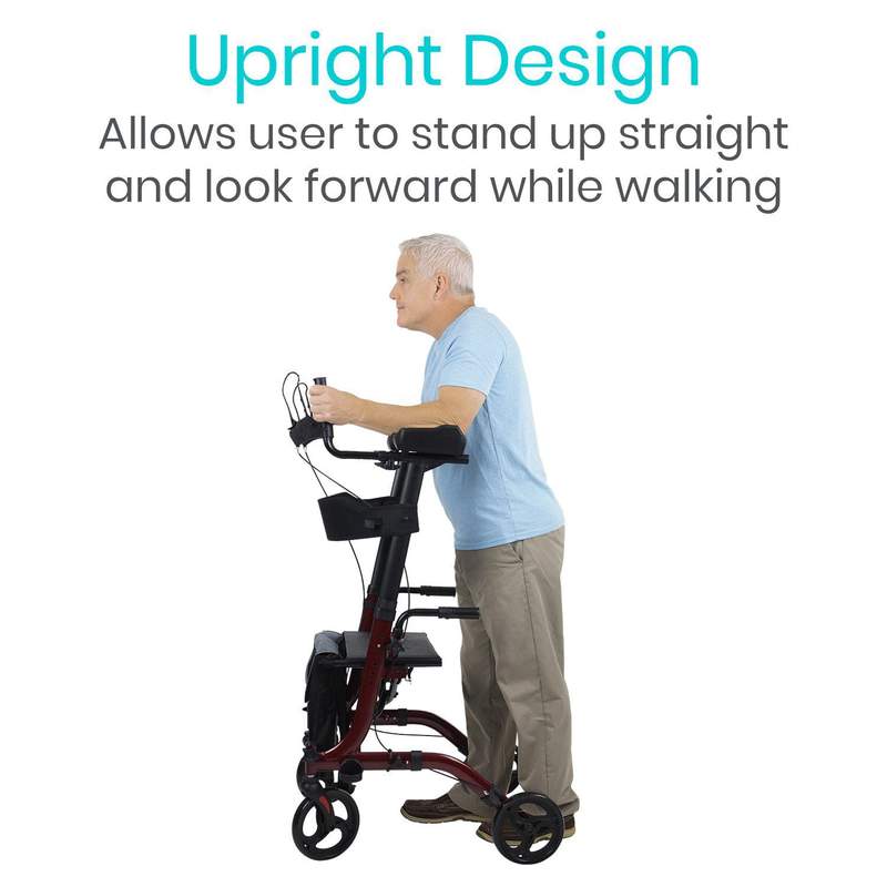 A standing upright walker that encourages mobility and independence
