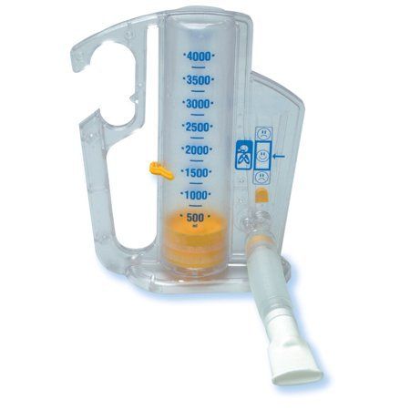 One-way valve ensures patients inhale rather than exhale into the unit, highly visible pistons and universal graphics (indicating correct inspiratory flow rate).