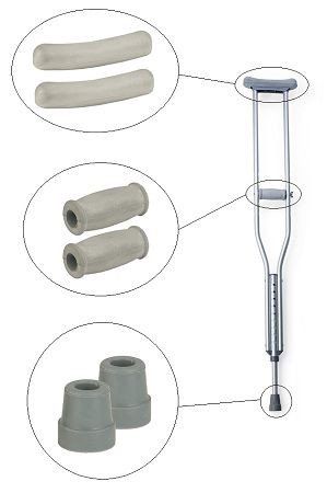 Crutch Accessory Kit, easily replaces your tips, hand grips and arm cushions.