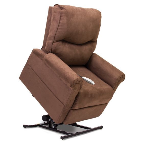 The LC-105 is a 3 position chaise lounger,  has a sewn pillow back that offers comfortable support and is available in 4 stylish micro-suede fabrics. - Lift Chairs near me