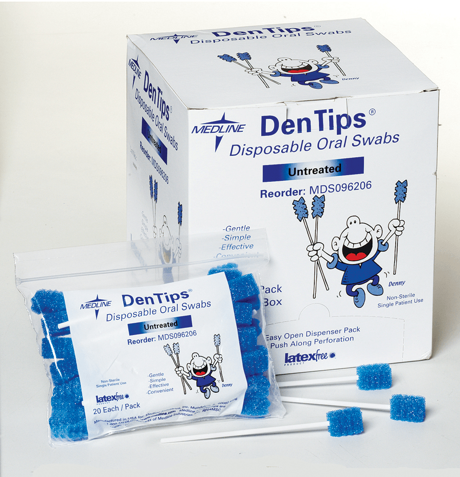 Disposable Oral Swabs have long plastic handles to help prevent touch-contamination, are untreated and color coded blue.