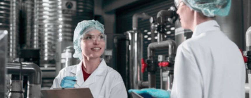 Plastic pipe system in food industry.