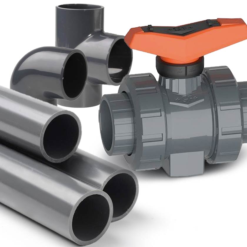 UPVC plastic pressure pipe, pipe fittings & valves