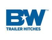 the logo for bw trailer hitches is blue and white .