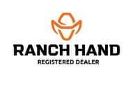 the logo for ranch hand is a registered dealer .