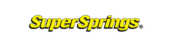 the logo for super springs is yellow on a white background .
