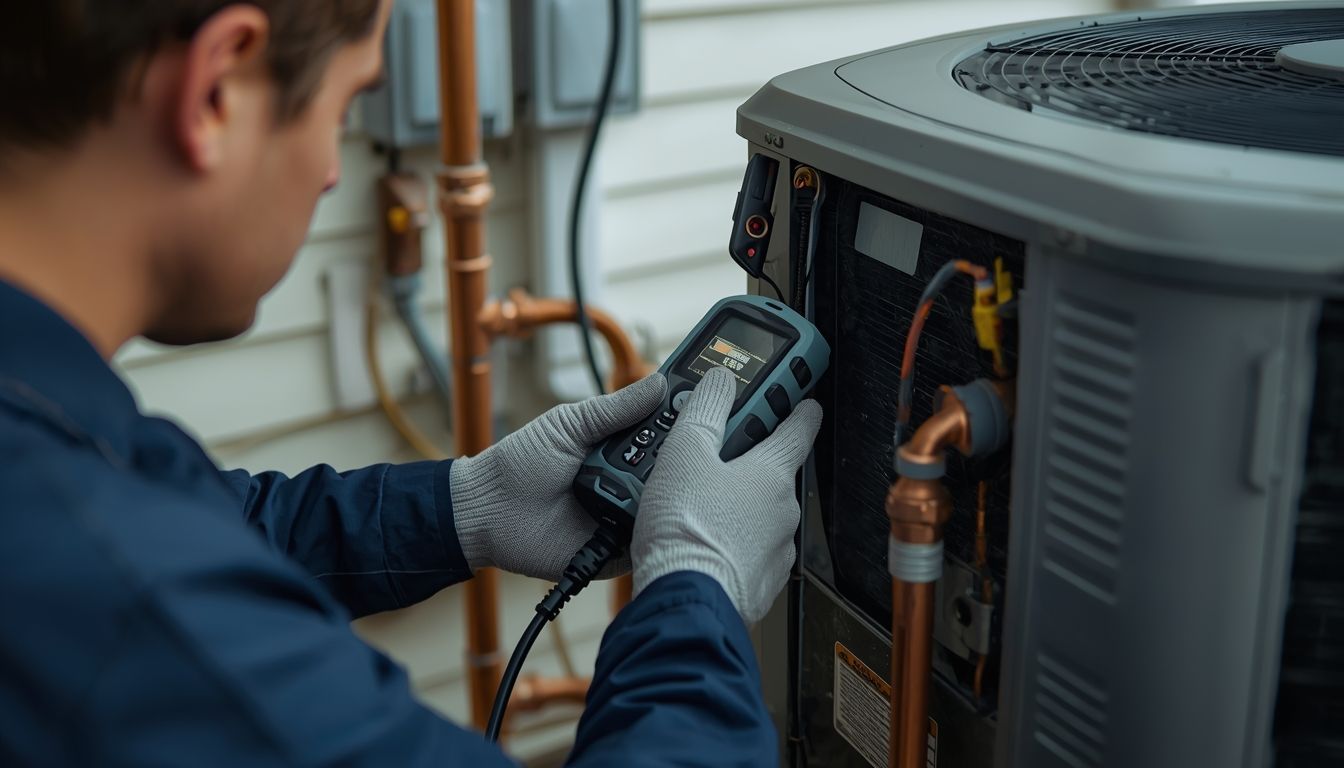 A person in a green polo shirt and black gloves smiles while holding papers in a bright, plant-filled indoor office.