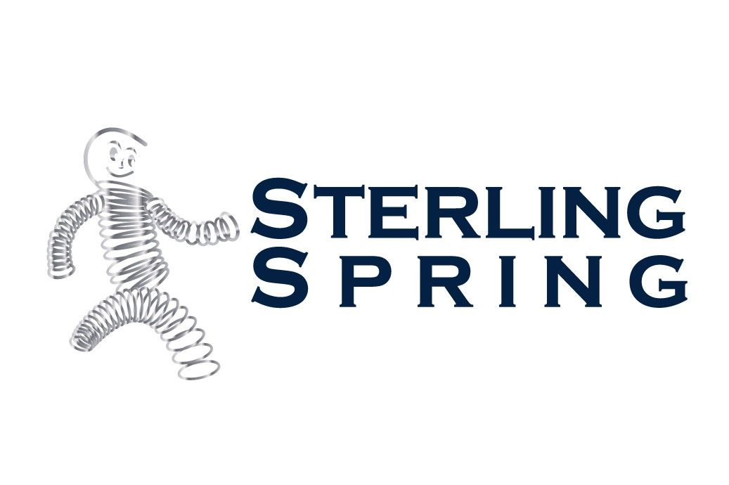 The logo for sterling spring is a drawing of a spring man.