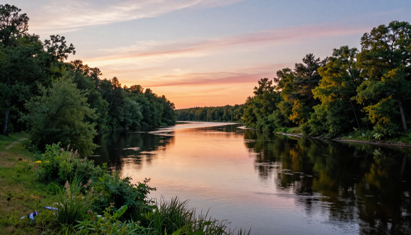 A beautiful sunset view over the St. John River in Nackawic, NB.