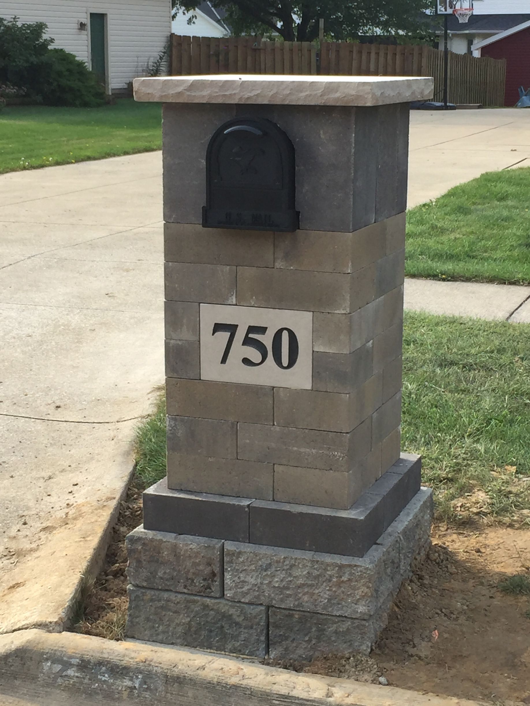 Brick mailbox with address 