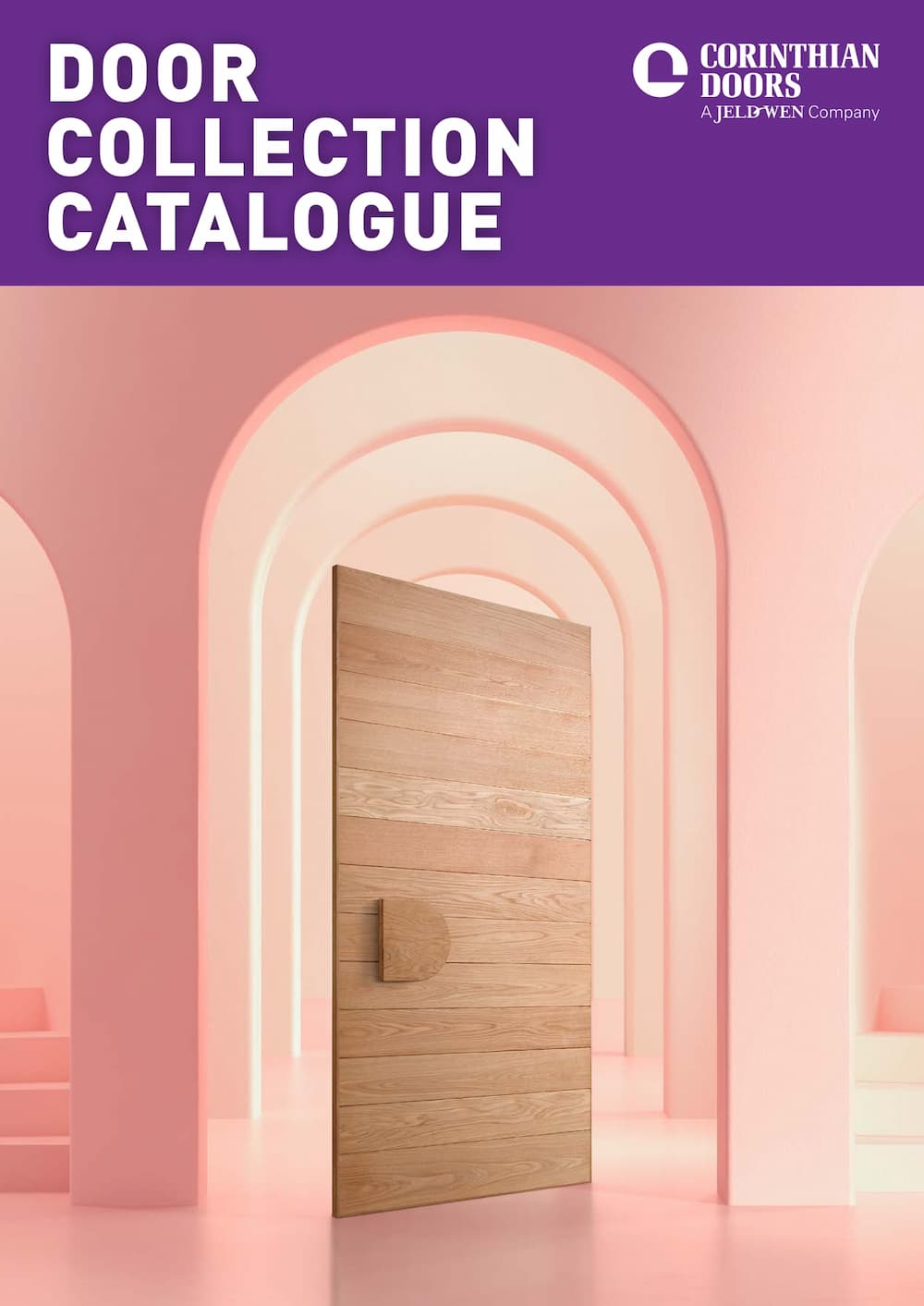 A door collection catalogue with a wooden door on the cover