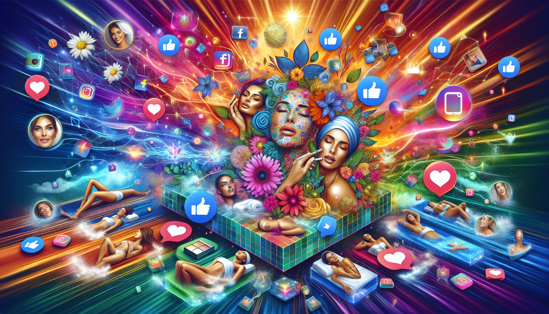 An illustration showing the role of social media in med spa marketing.