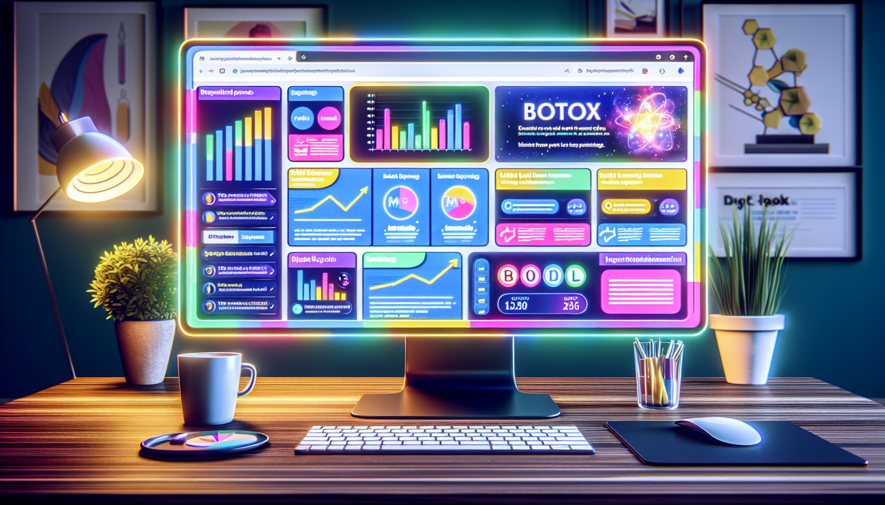 An illustration of a computer screen displaying Google Ads for Botox marketing.