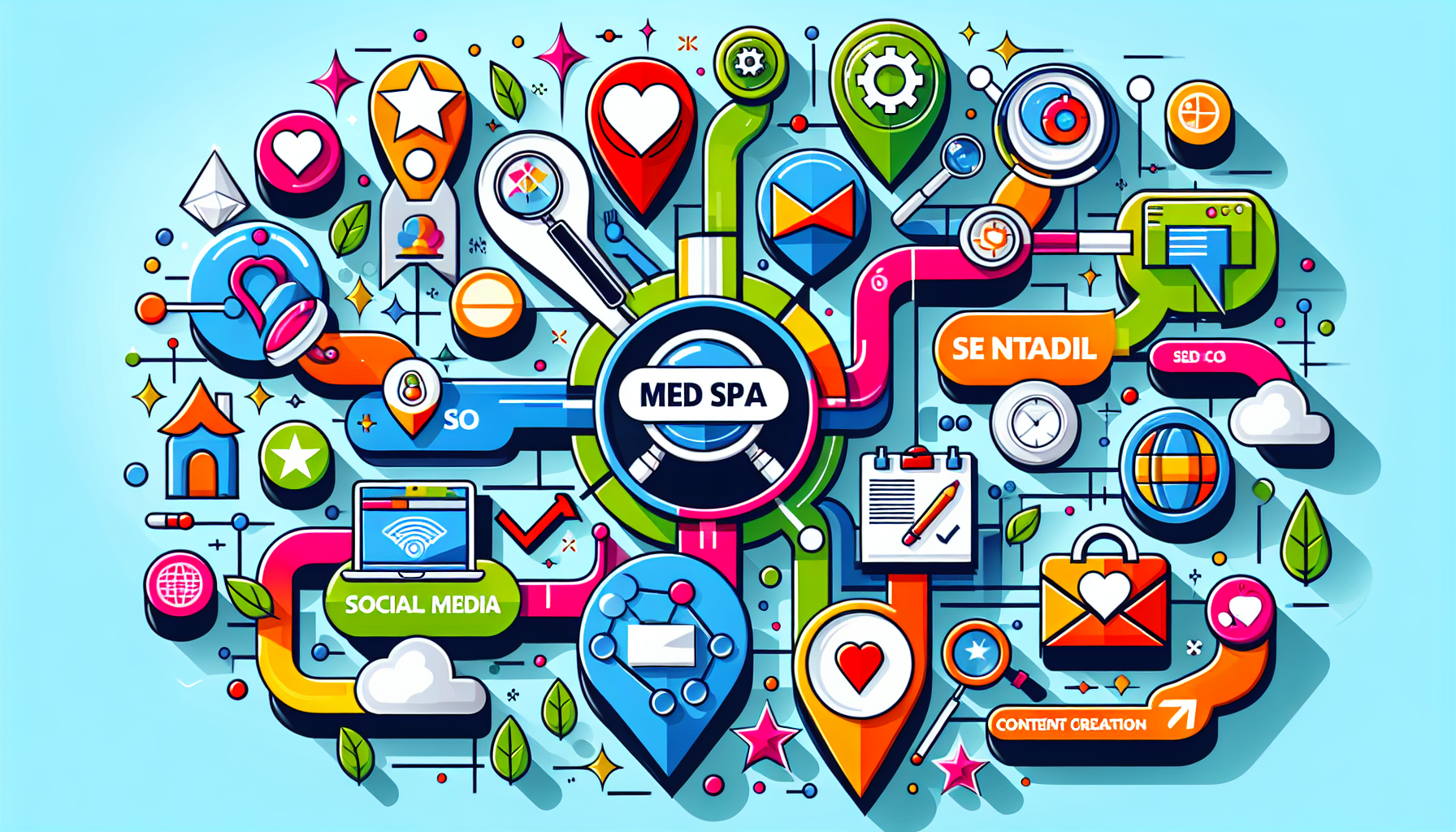 An illustration showing the components of med spa digital marketing.