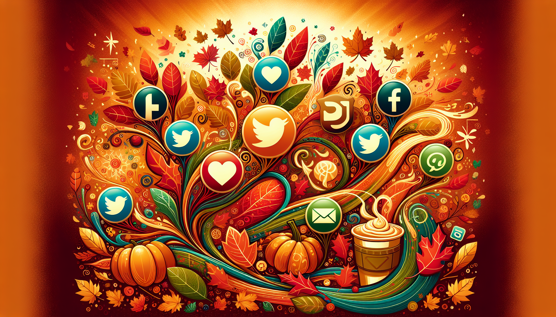 An illustration representing social media marketing strategies for medical spas during the fall season.