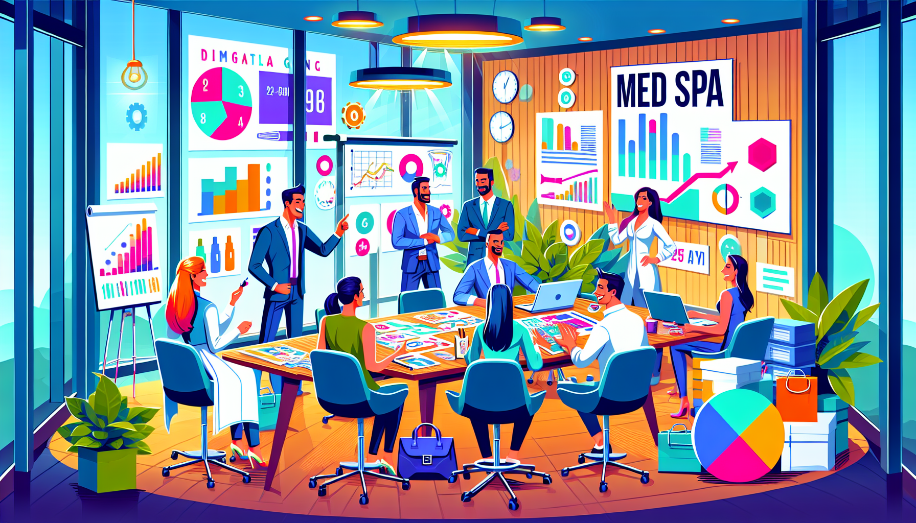 An illustration of a digital marketing agency helping a med spa.