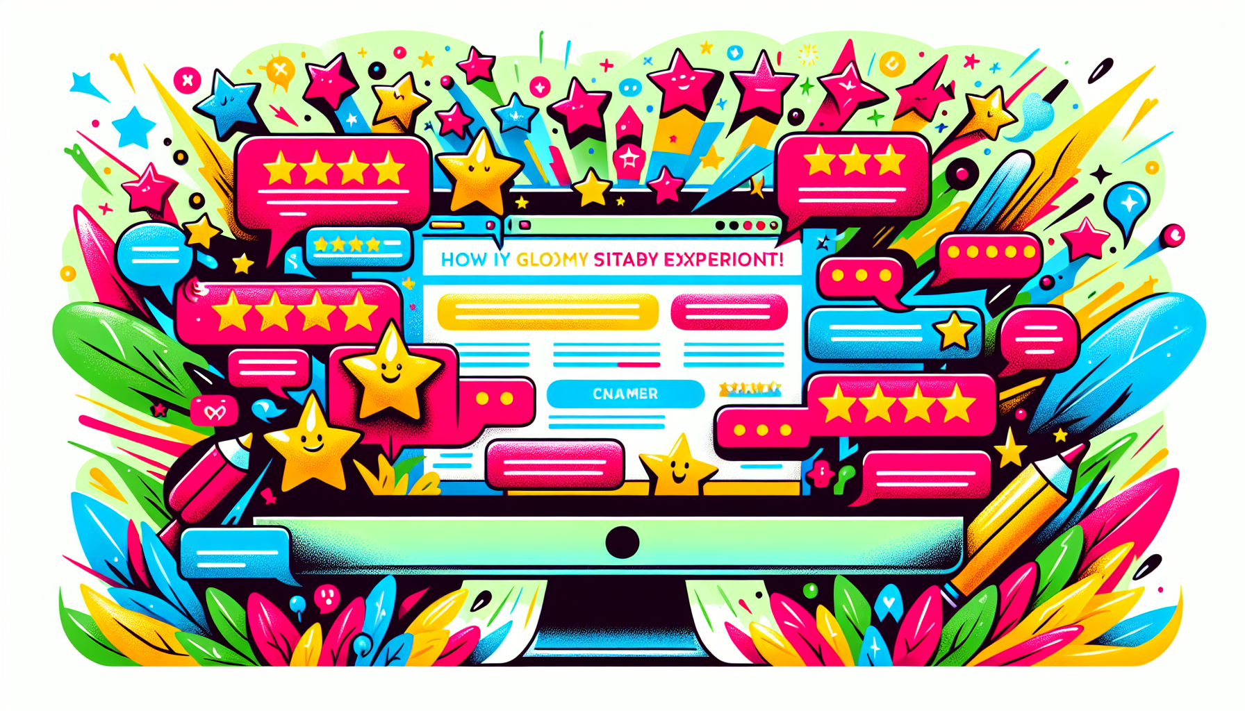 An illustration of a website showcasing testimonials and reviews with a focus on aesthetics.