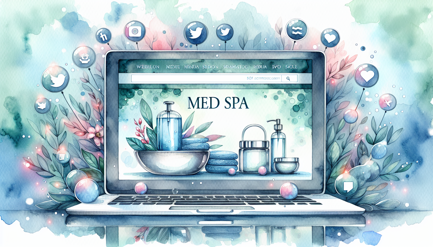 An artistic representation of a strong online presence for a med spa.