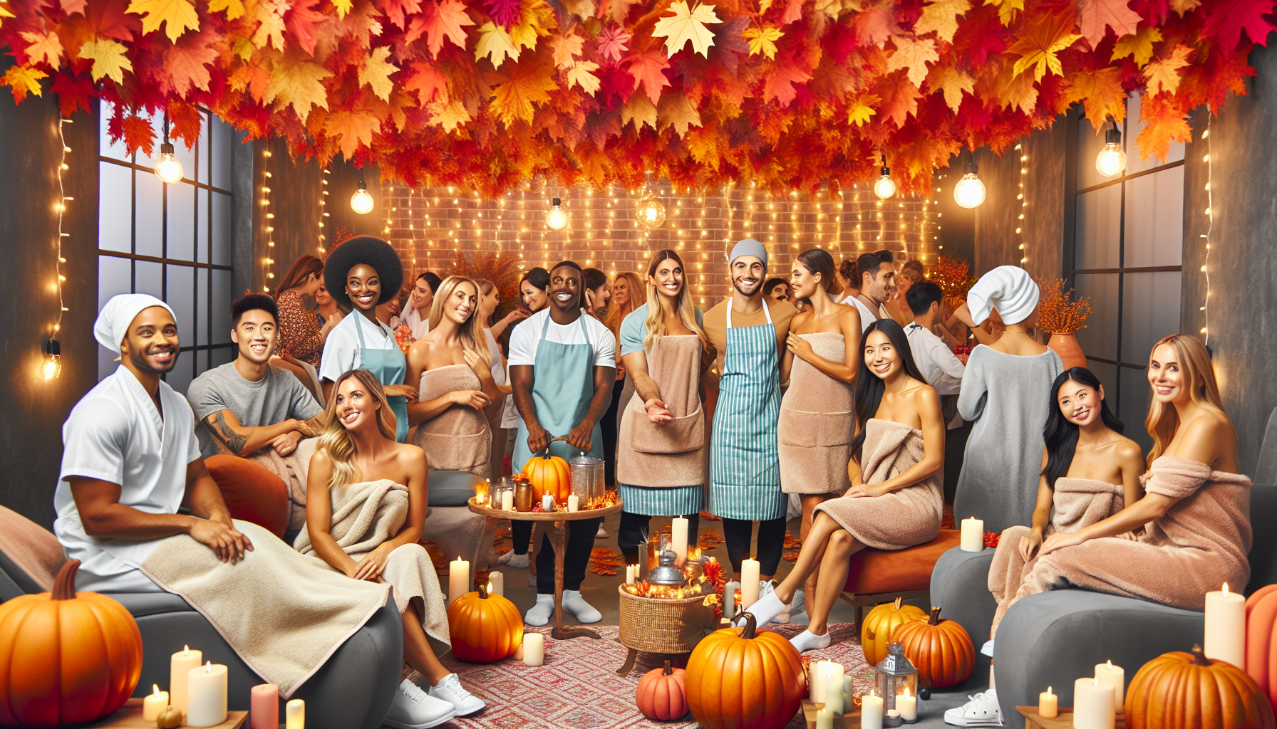 A vibrant illustration of a fall-themed event at a medical spa showcasing exclusive events.