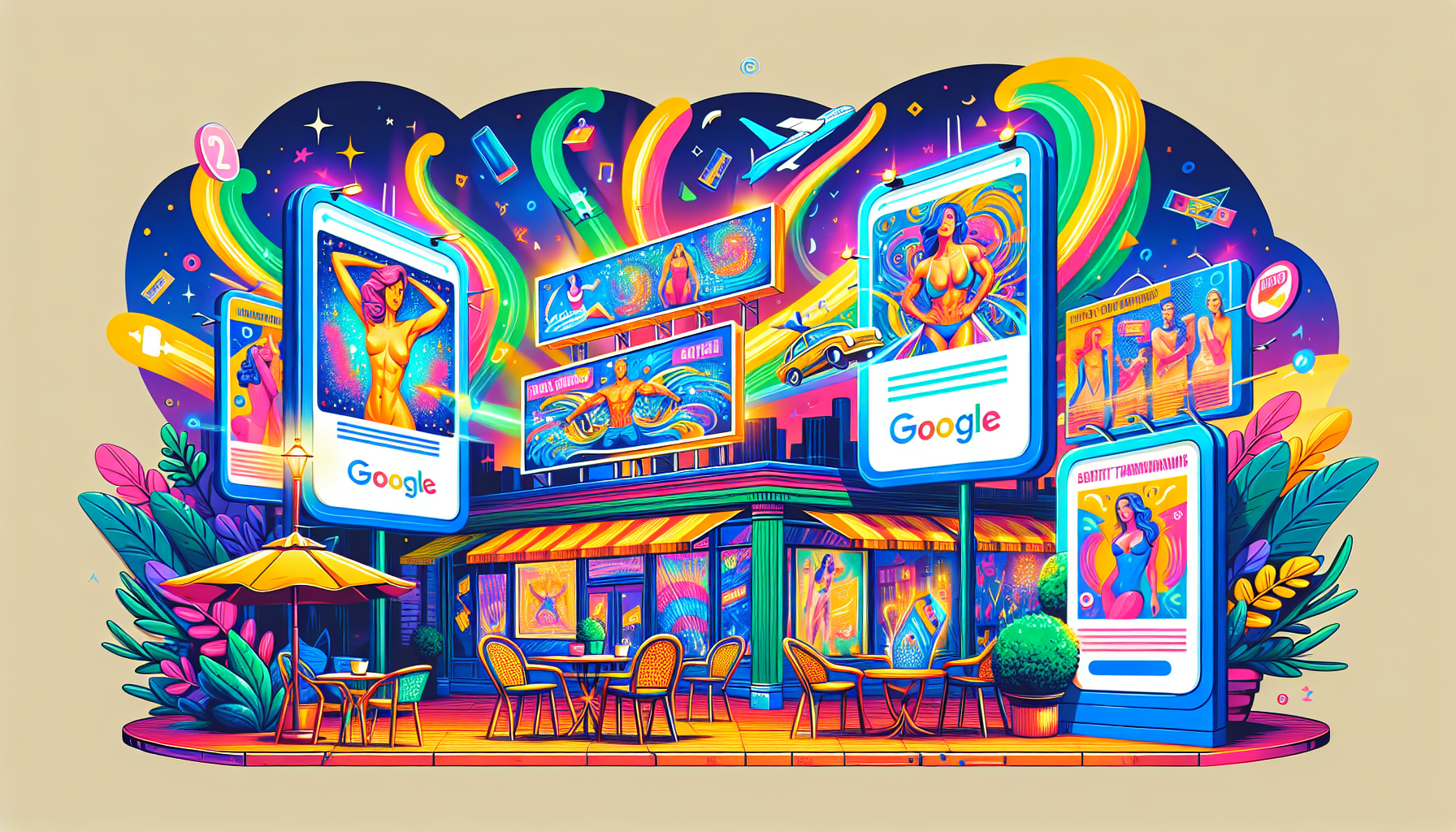 A vibrant illustration of paid advertising strategies for body sculpting services.