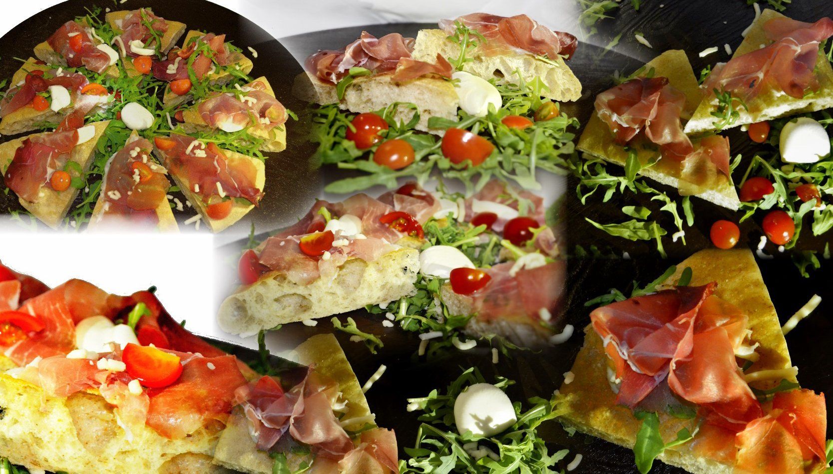 tante fette di pizza col prosciutto