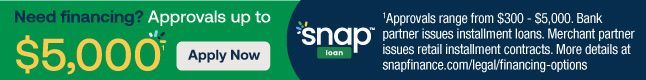 Snap! Finance logo in dark blue with a green