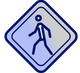 A crosswalk sign with a stick figure in a suit and tie