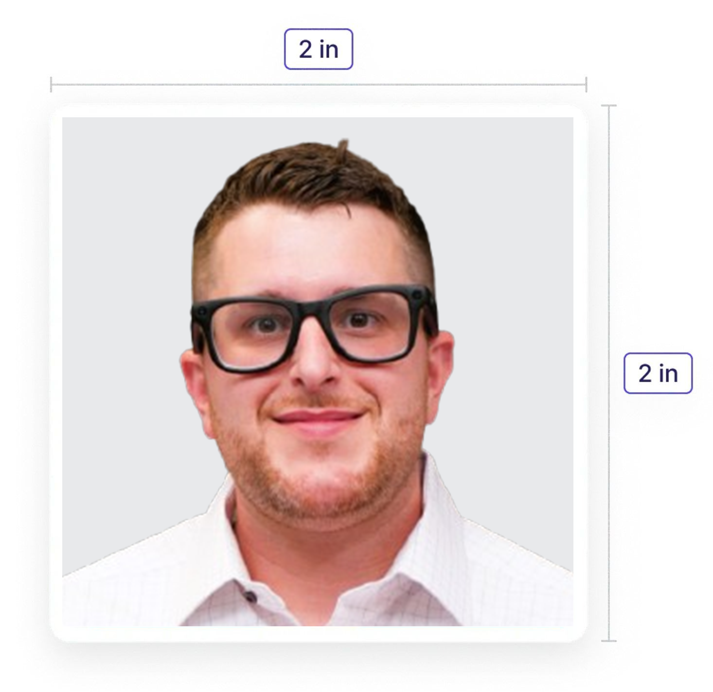 Man with glasses smiling in a 2x2 inch photo with a white background.