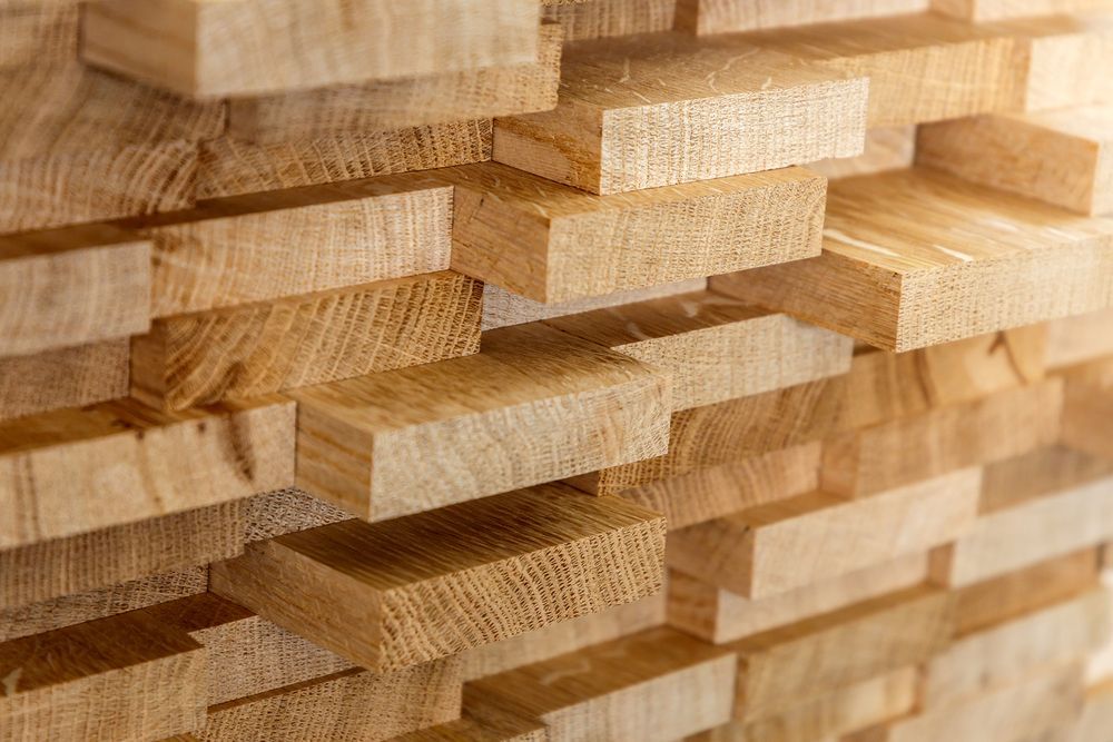 Stacked Wooden Planks, Varying Lengths, In A Close-up, Natural Light