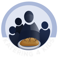 A logo for catering 4 kids shows a group of people and a loaf of bread
