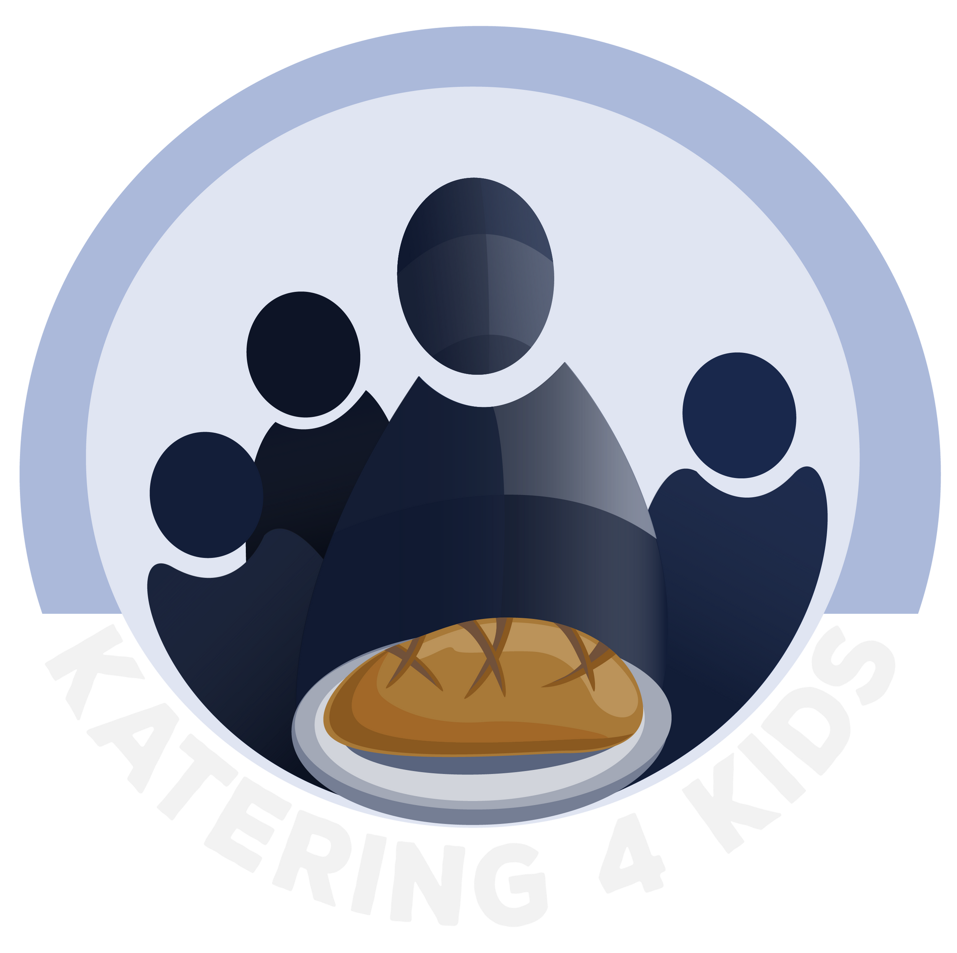 A logo for catering 4 kids shows a group of people and a loaf of bread