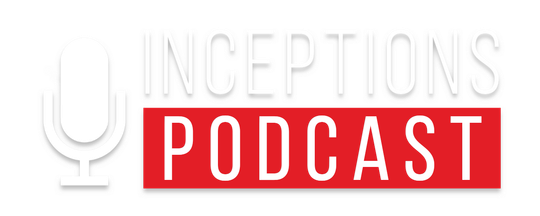 A logo for inception 's podcast with a microphone in the middle.