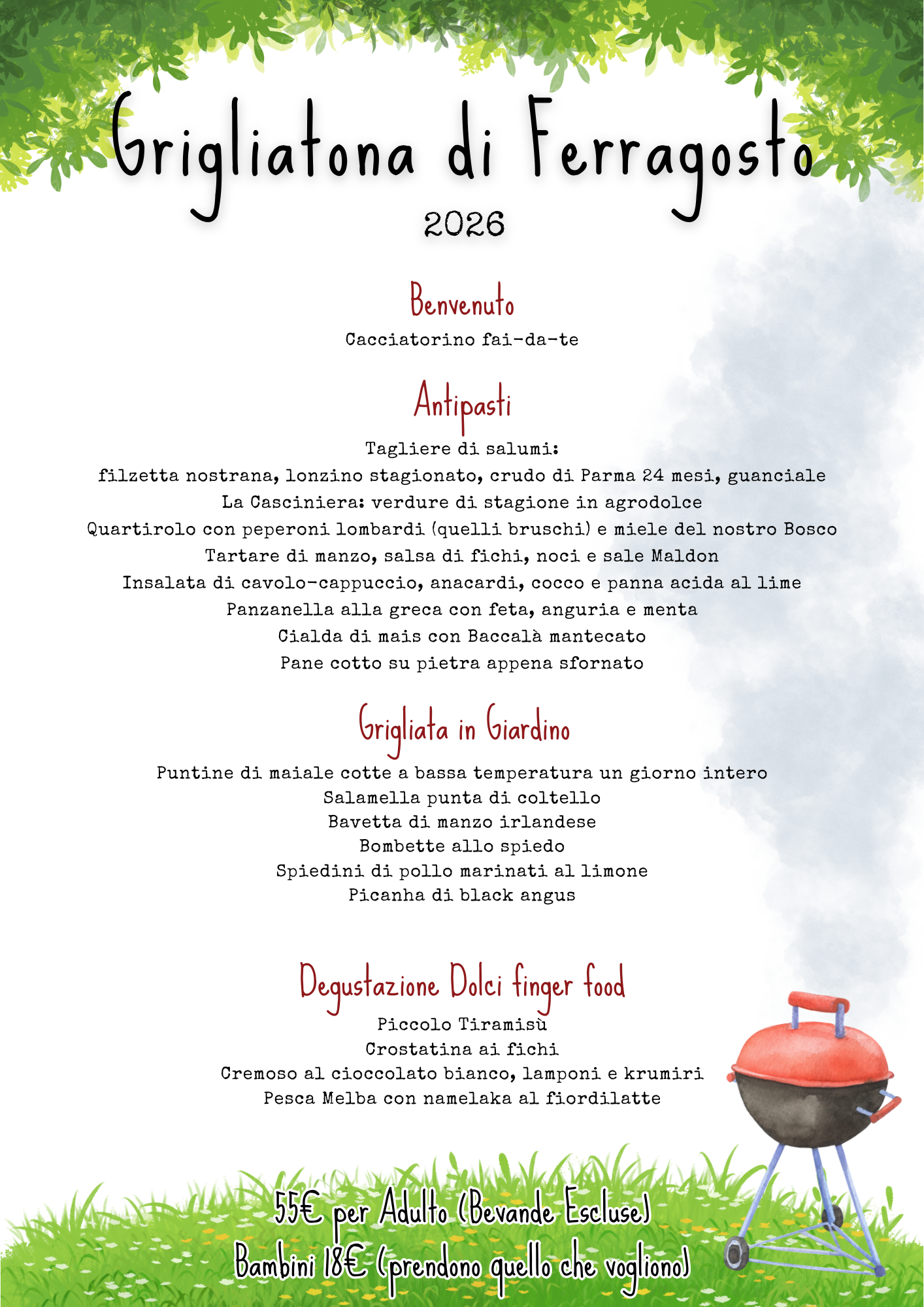 menù di ferragosto
