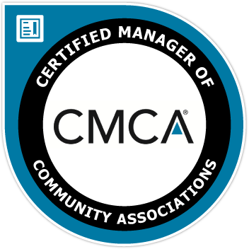 A logo for a certified manager of community associations