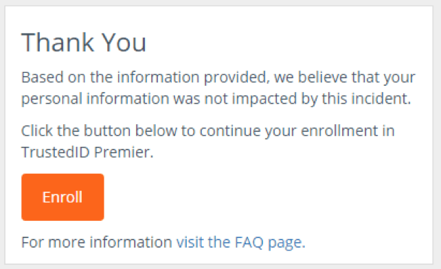 Your information was not impacted message
