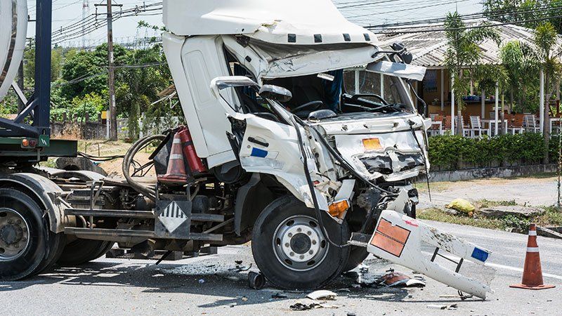 damaged truck after a serious accident