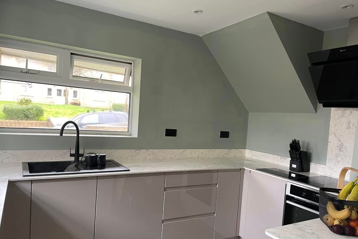 Painted kitchen interior in Swansea by Daffodil Decor.