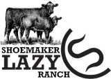 The logo for shoemaker lazy ranch is black and white