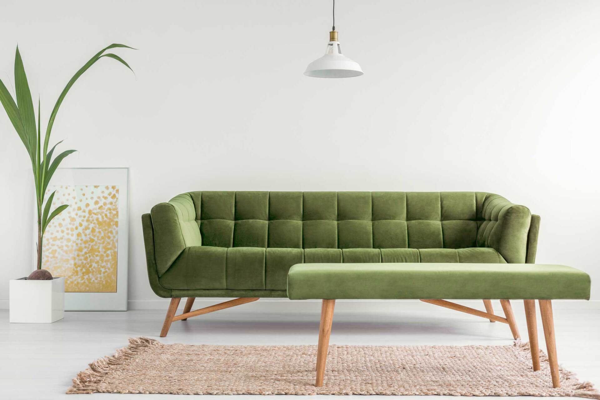 Olive Green Upholstered Bench — Las Vegas, NV — Cabinet Medics