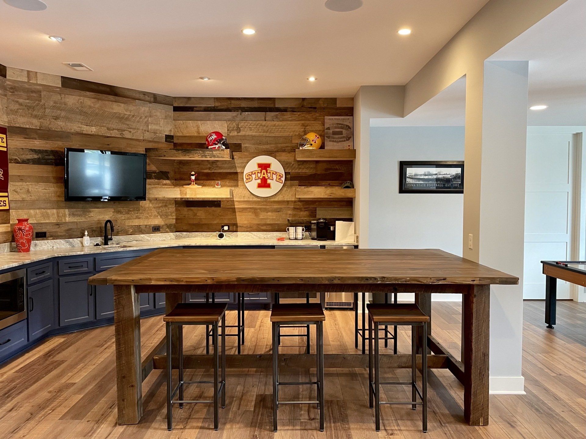 Reclaimed High Top Table and Bar Stools