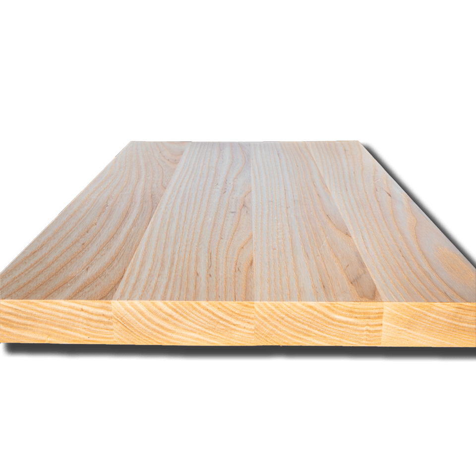 A piece of wood is sitting on a white surface.