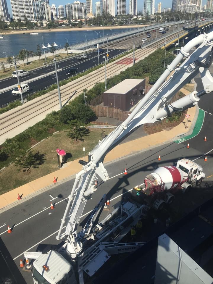 An Aerial View of a Concrete Pump on a City Street — Tweed Coast Concrete Pumping in Chinderah, NSW