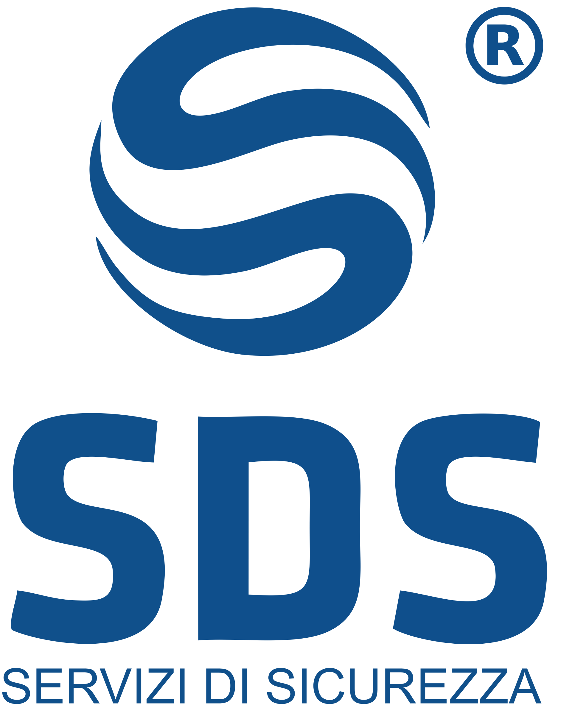 A blue logo for sds servizi di sicurezza