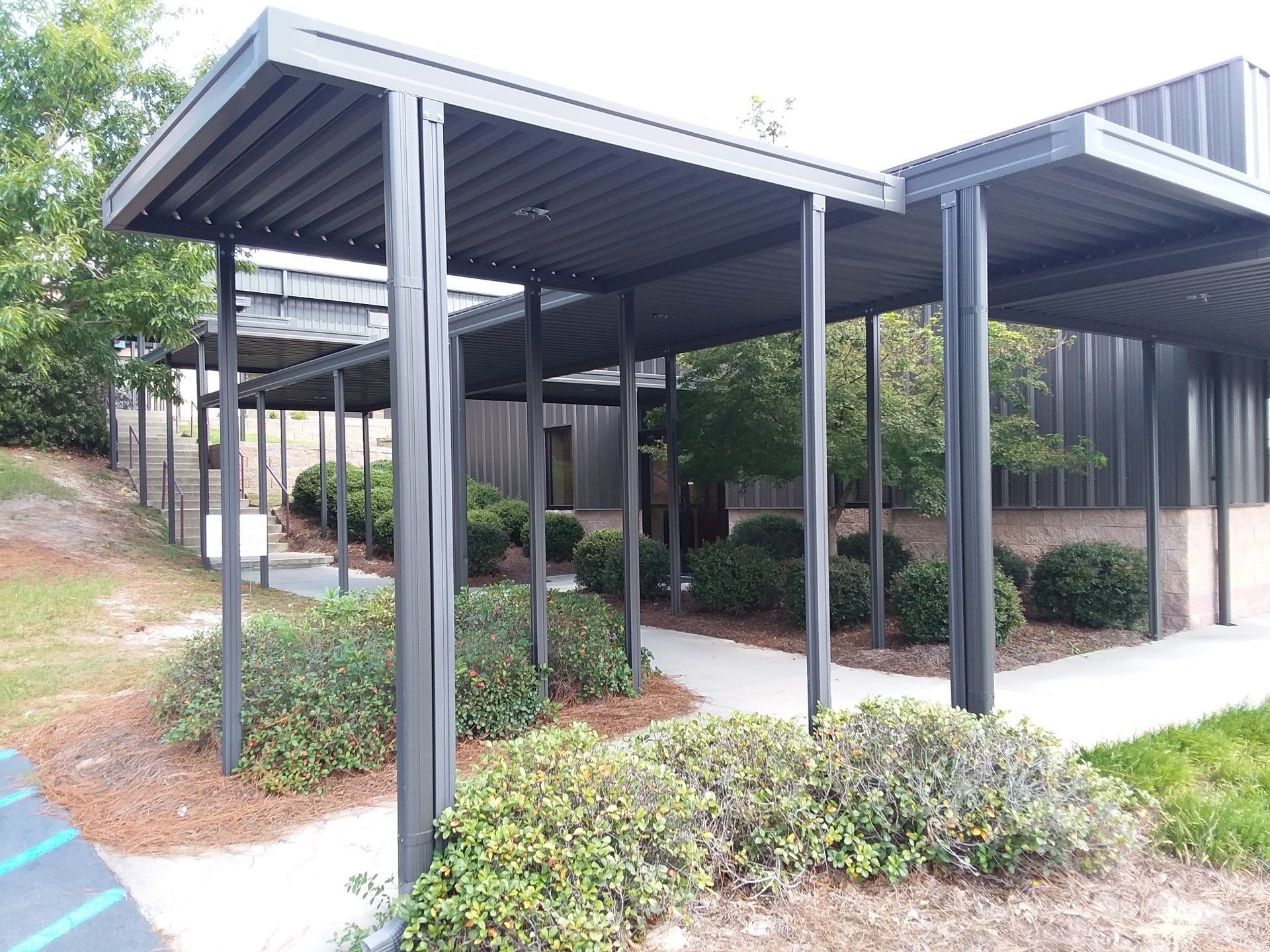 Black aluminum walkway canopies