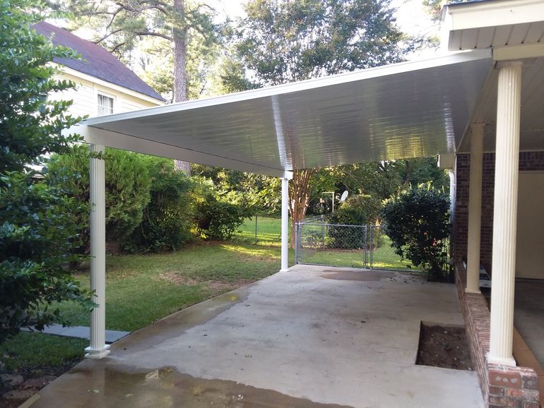 Patio awning with columns